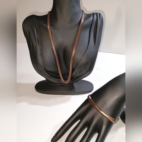 Copper-Tone Stainless Steel Necklace and Bracelet Set - Picture 1 of 4